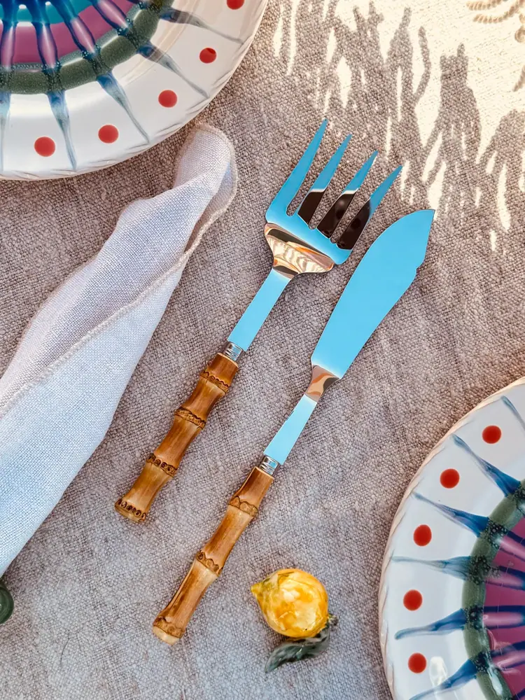 Handgefertigtes Besteck "Vintage Look-a-like" – Bamboo Fisch-Servierset (2-teilig)