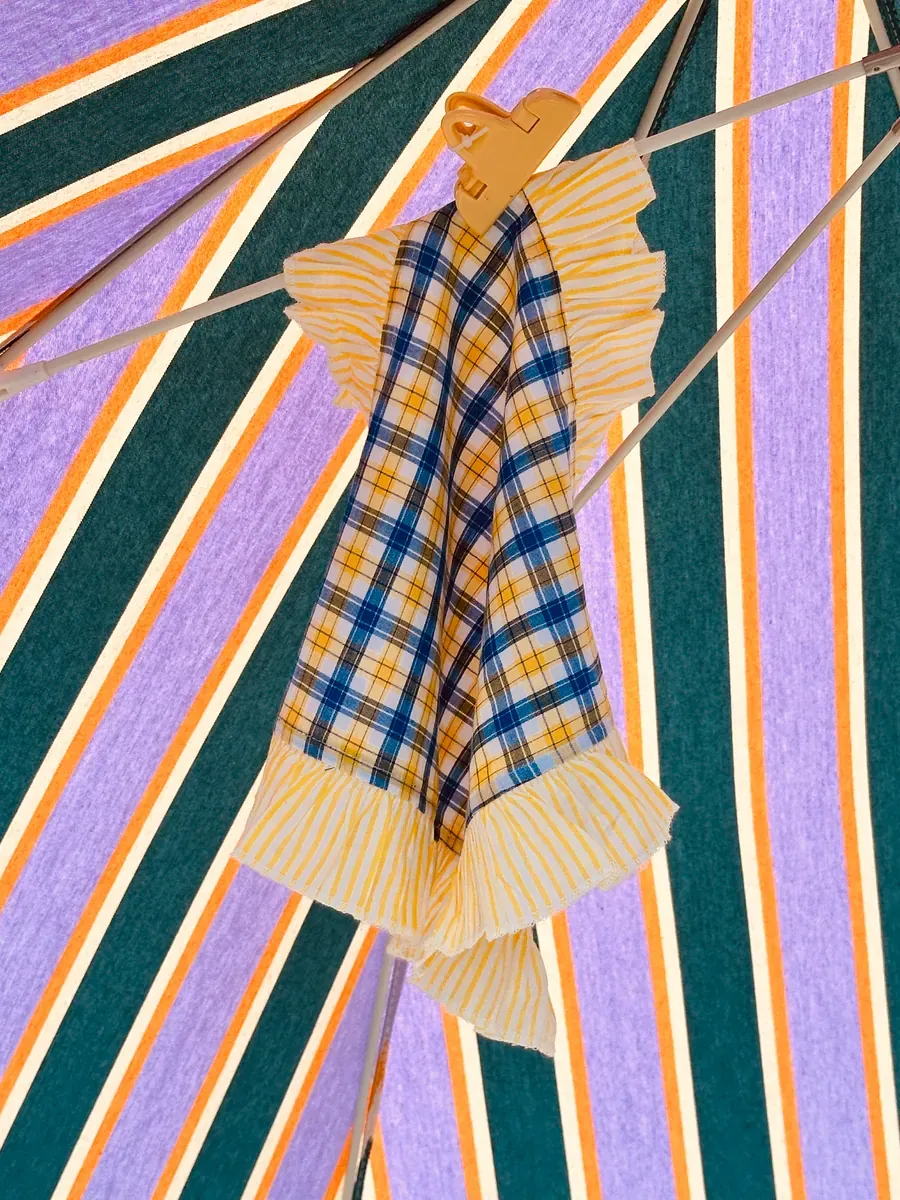 Baumwollservietten "Check di Provence with yellow Stripes"