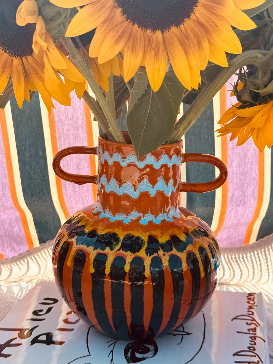 Psychodelic Vase "Vintage Vibes" - one of a Kind - 23cm - Einzelstück