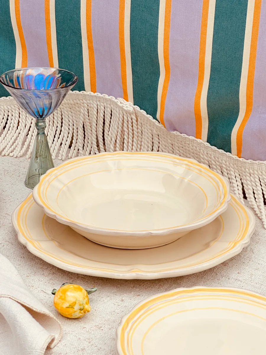 Suppenteller Baccellato - Colour Base Avorio / Giallo "The Riviera Basic Collection" - 24 cm