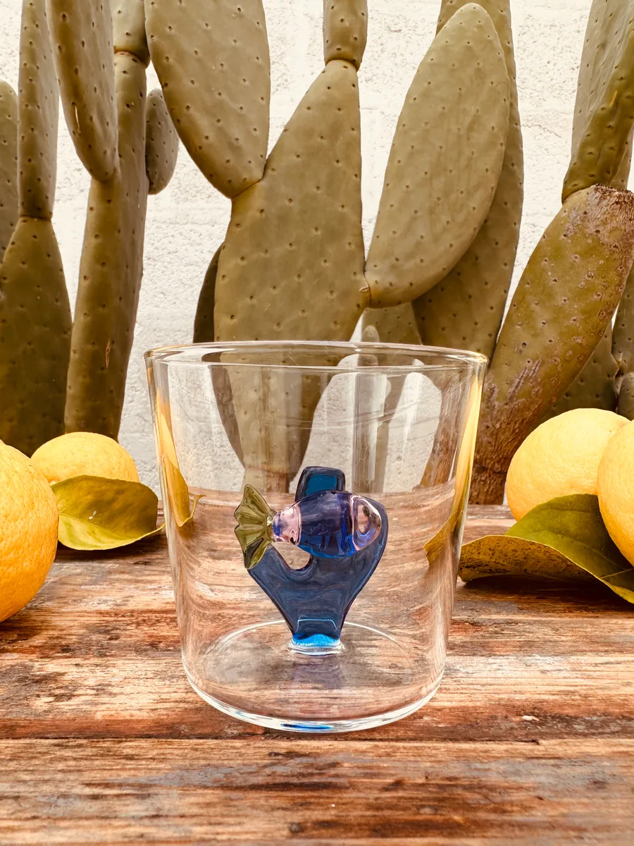Glas / Tumbler "Pesce pink - Alga blu"