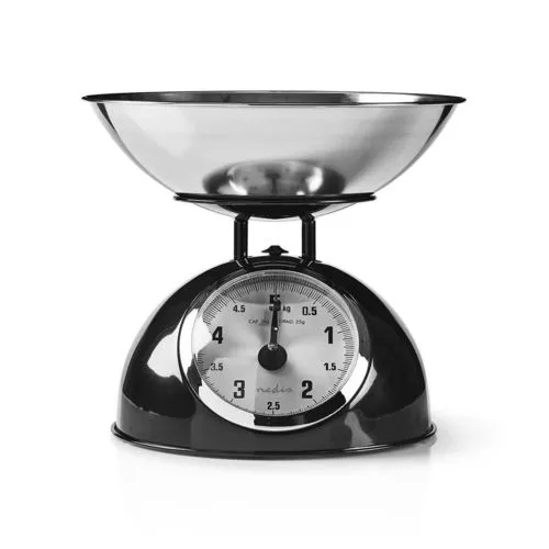 Analoge Retro-Küchenwaage aus Metall in Farbe Schwarz
