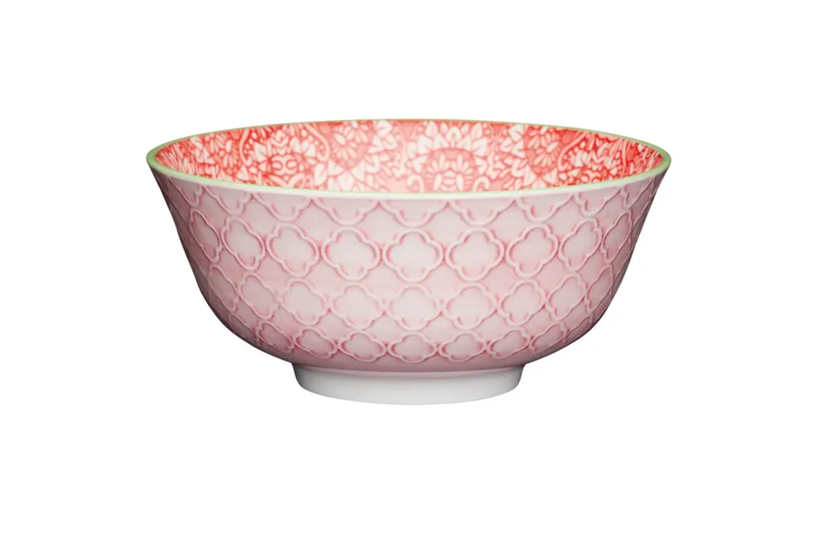 KitchenCraft Bowl Red and Pink Victorian Style Print