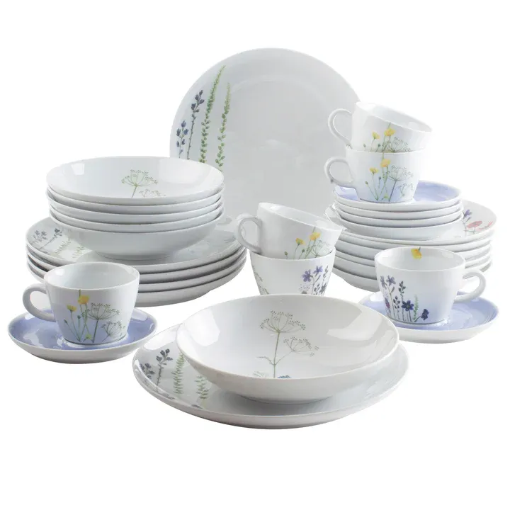Kahla Porzellan Wildblume Kombi-Set 30 tlg. Aquarell-Blau