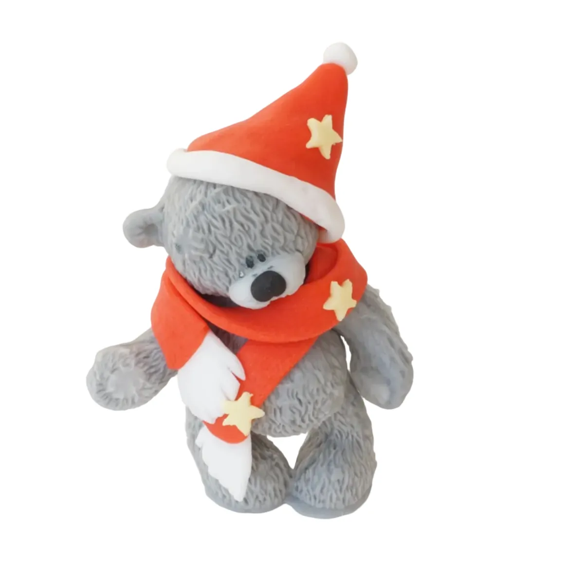 Knuddelbär stehend mit Weihnachtsschal – Tortendekoration