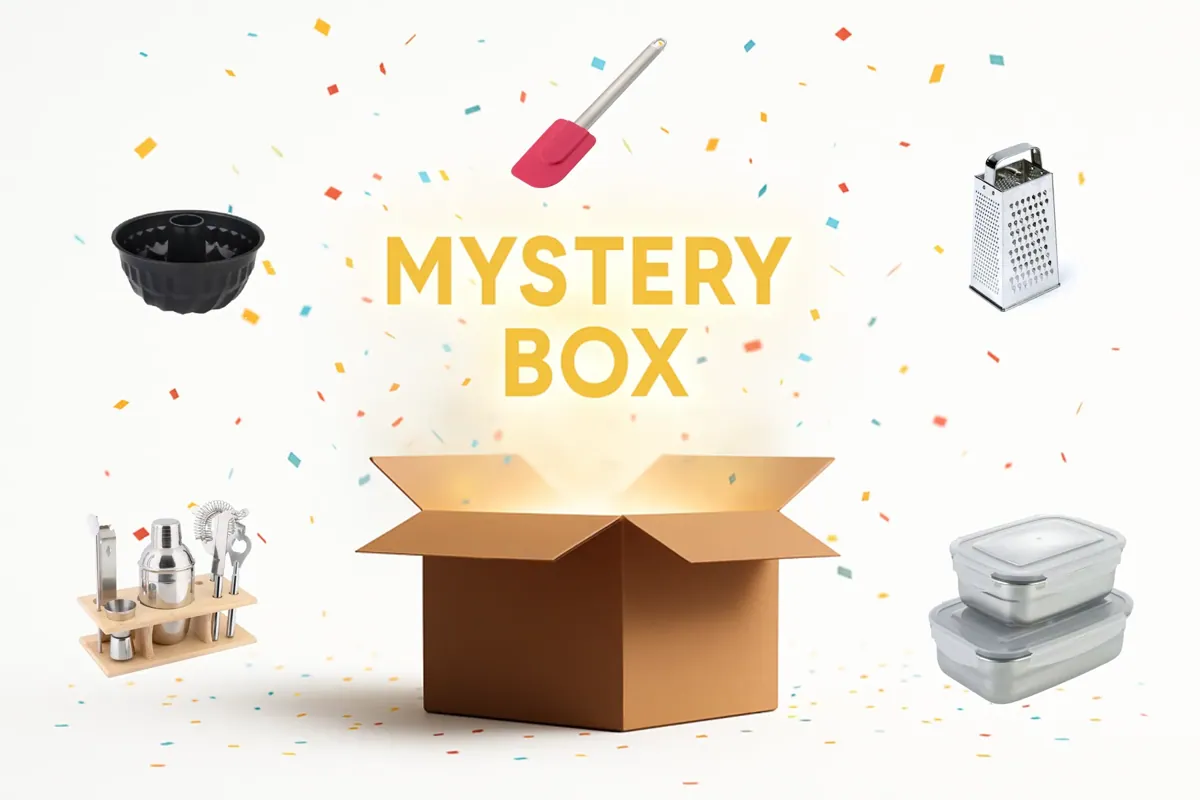 Küchen-Mysterybox S/M/L auswählbar –  Überraschungspaket mit Restposten, Schnäppchen mit Küchenzubehör