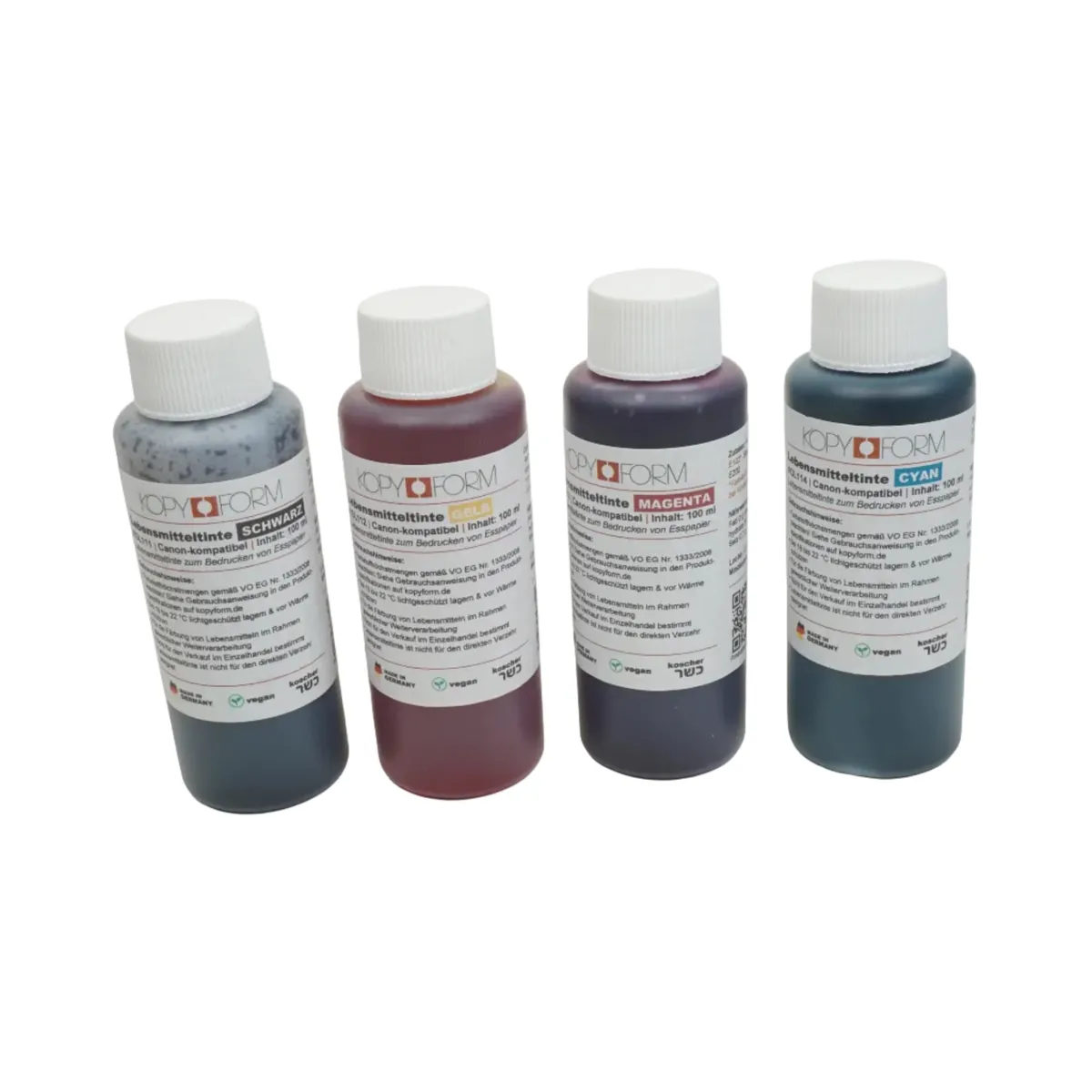 Lebensmitteltinte für Canon Drucker – Set für Esspapier (4 Farben 100ml)
