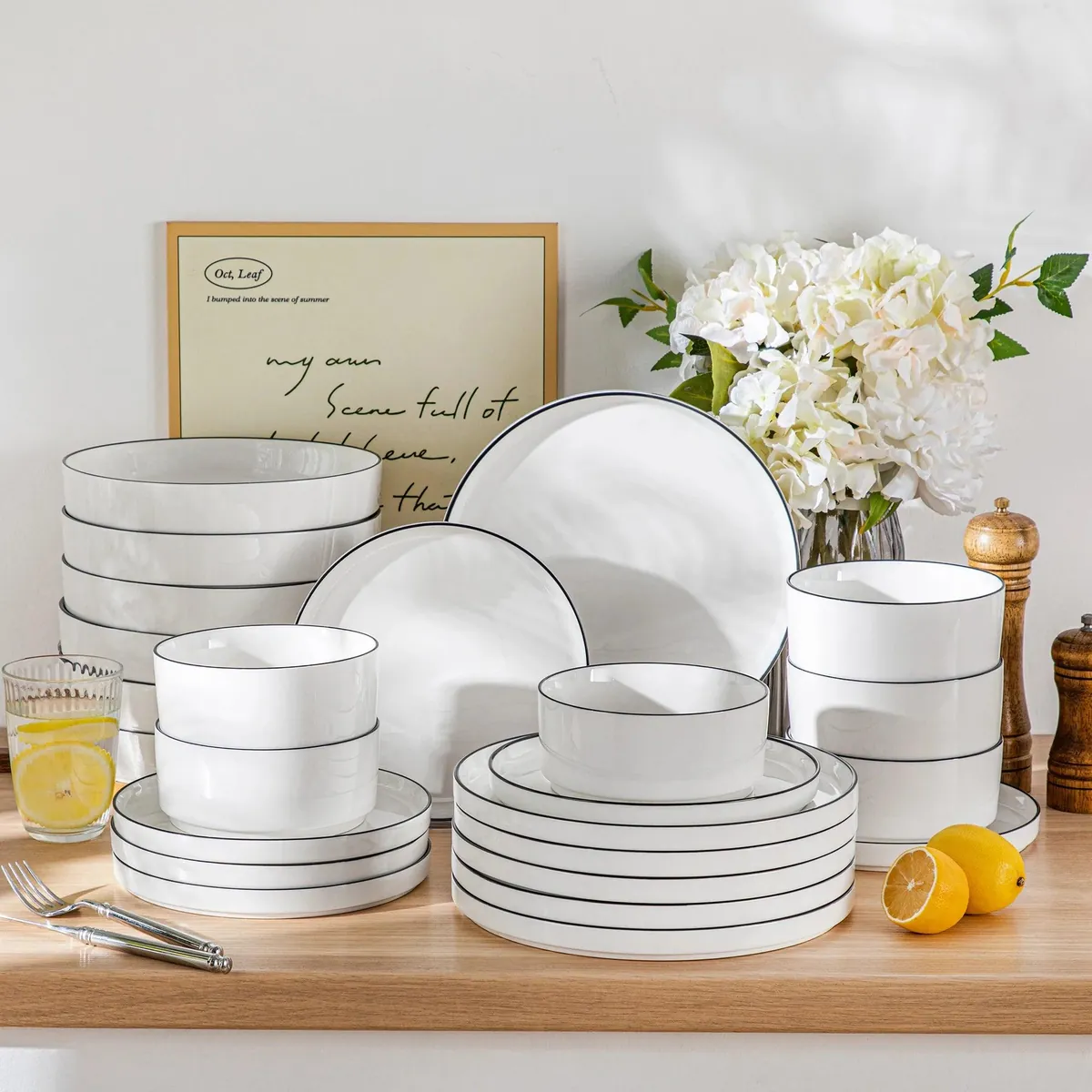 Elegantes MALACASA Porzellan Geschirrset (2 Varianten und verschiedene Sets)