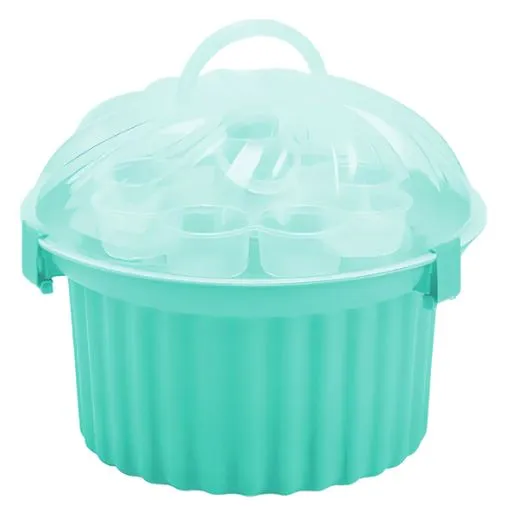Muffin-Transportbox rund in Mint– Platz für 24 Muffins oder Cupcakes