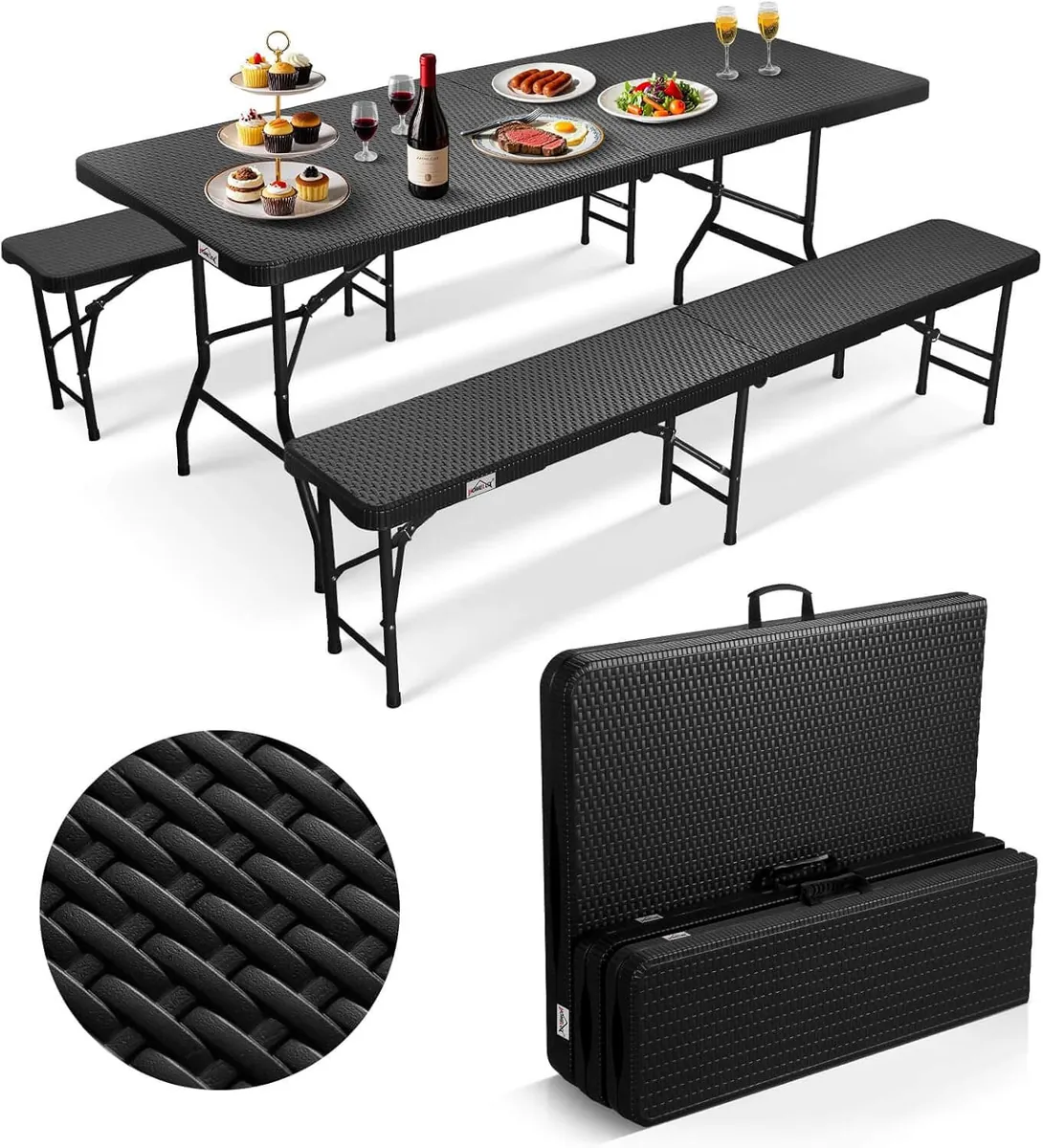 Bierzeltgarnitur Set / Klapptisch / Bierbank 180cm Gartengarnitur Biertisch Klappbar Bank Campingtisch Bierbänke