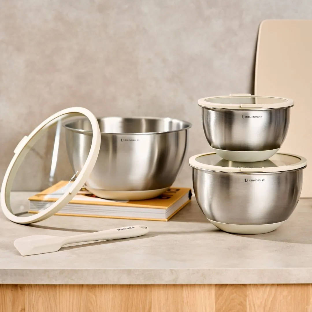 Rührschüssel mit Glasdeckel | 3er Set