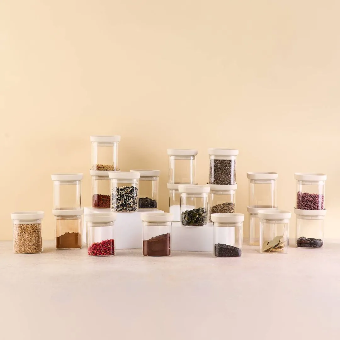 Gewürzschrank Set | Eckig +Glasdeckel