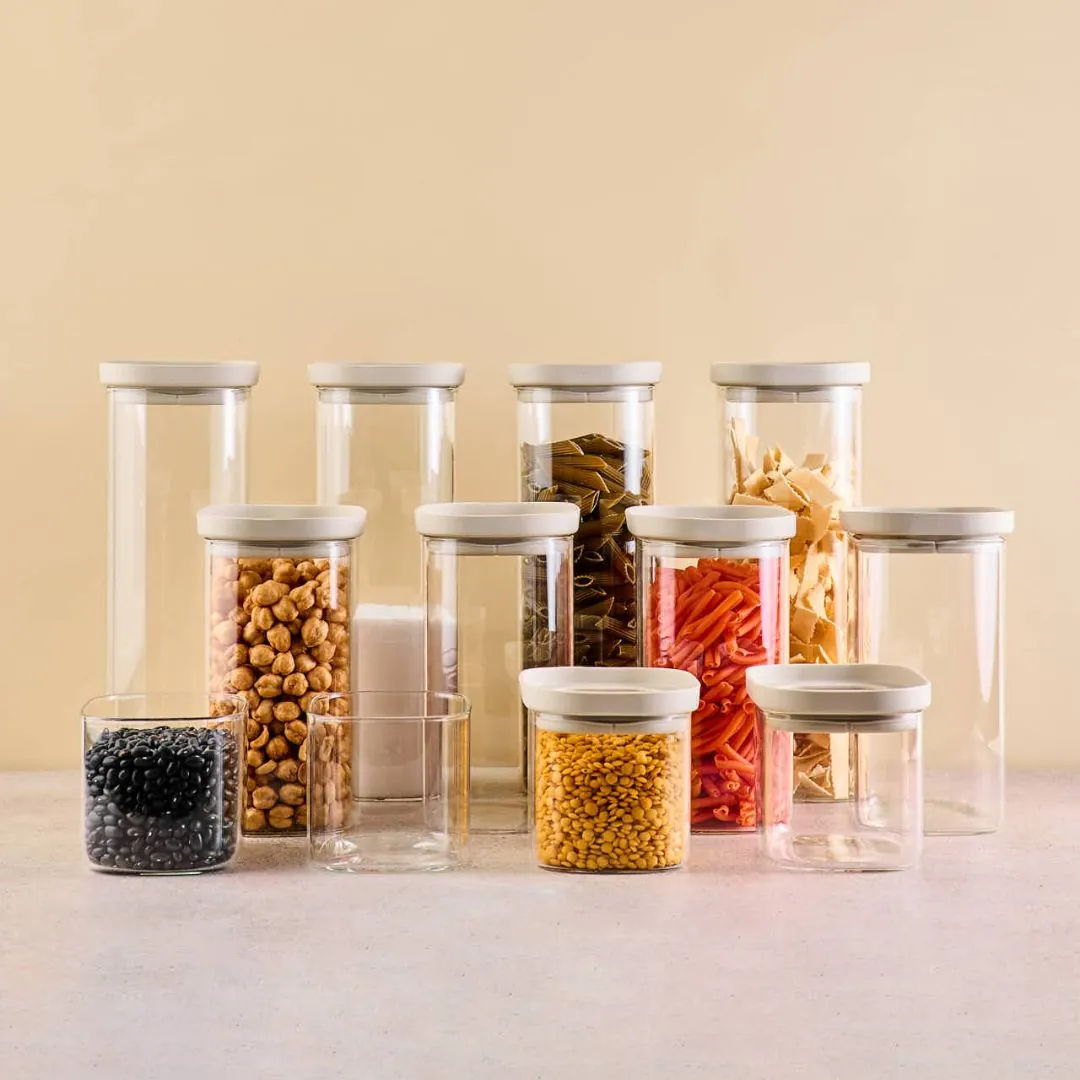 Vorratsschrank Set | Eckig | Slim +Glasdeckel