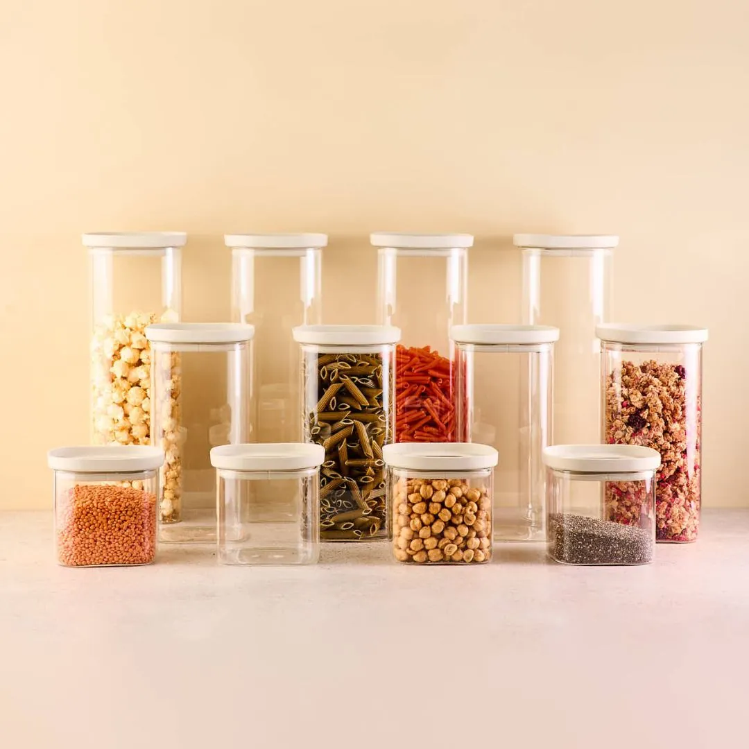 Vorratsschrank Set Maxi | Eckig +Glasdeckel