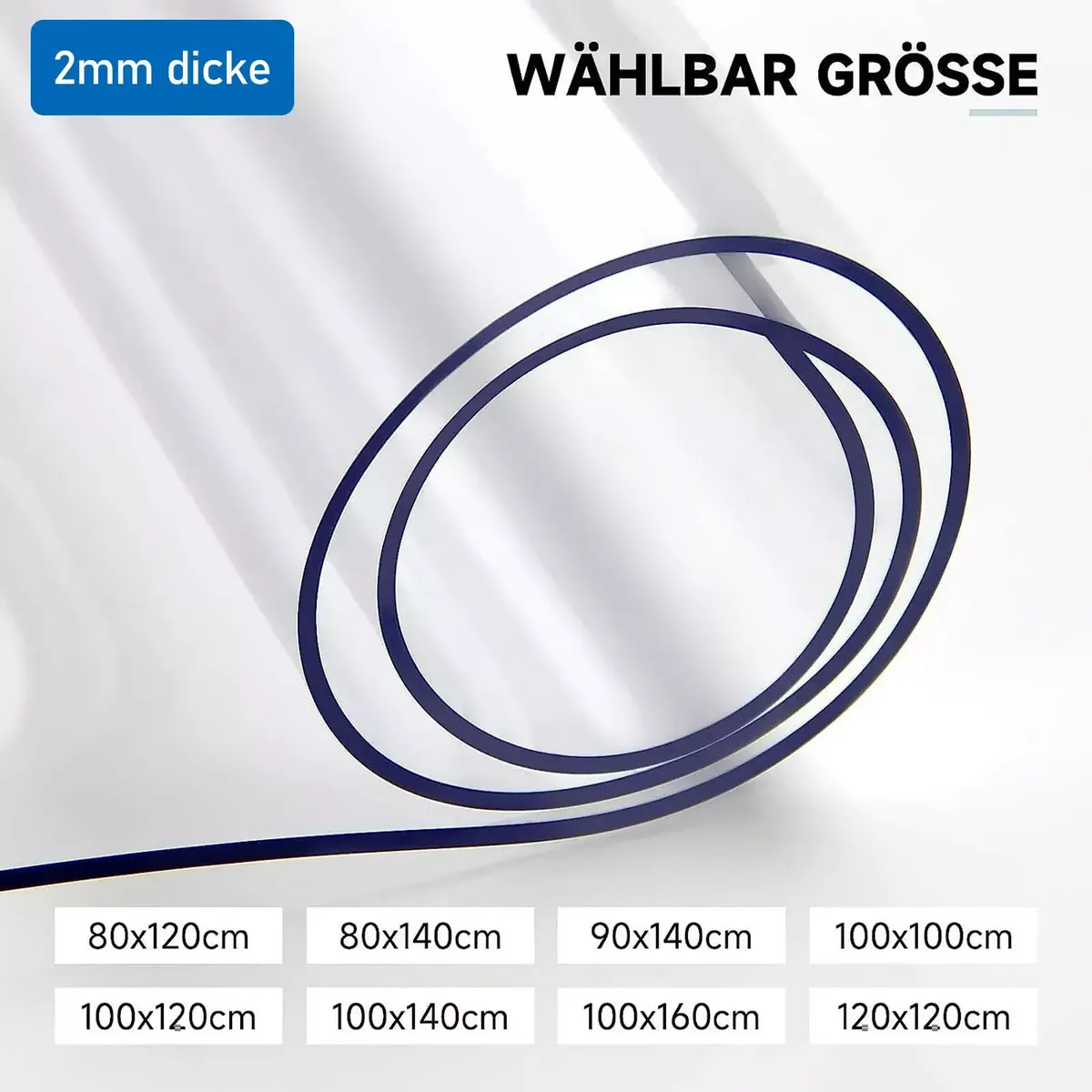 2mm durchsichtige Tischschutzfolie aus PVC - Schutzdecke für Tisch