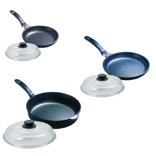 Premium Pfannen-Set 6+1-teilig incl. Glasdeckel und gratis Pfannenwender