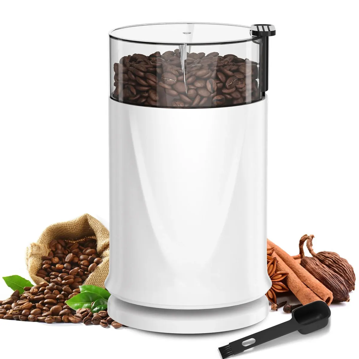 Kaffeemühle 200W Elektrische Kaffeemühle mit 304 Edelstahlmesser 50g Kapazität