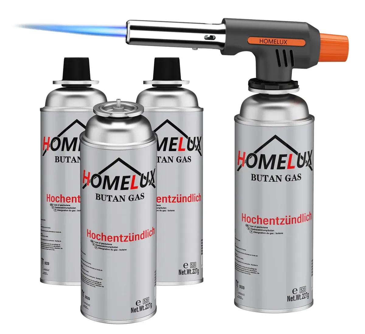 HOMELUX Gasbrenner Vielseitiger Flambier- und Bunsenbrenner bis 1300°C für Küche, BBQ, Camping und Handwerk