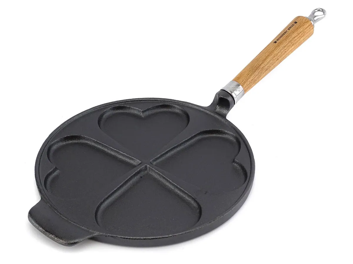 RONNEBY BRUK Gusseisen HERZ-Pfanne MAESTRO 24 cm Eichenholzgriff, schon eingebrannt