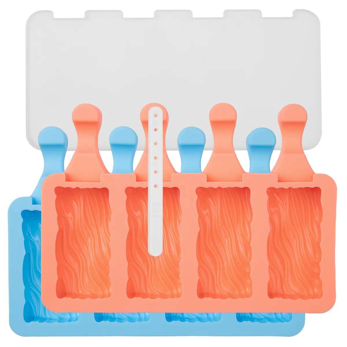 -Lurch- Eisform für Eis am Stiel "Wave", Popsicles Silikon 2er Set mit Deckel wiederverwendbar