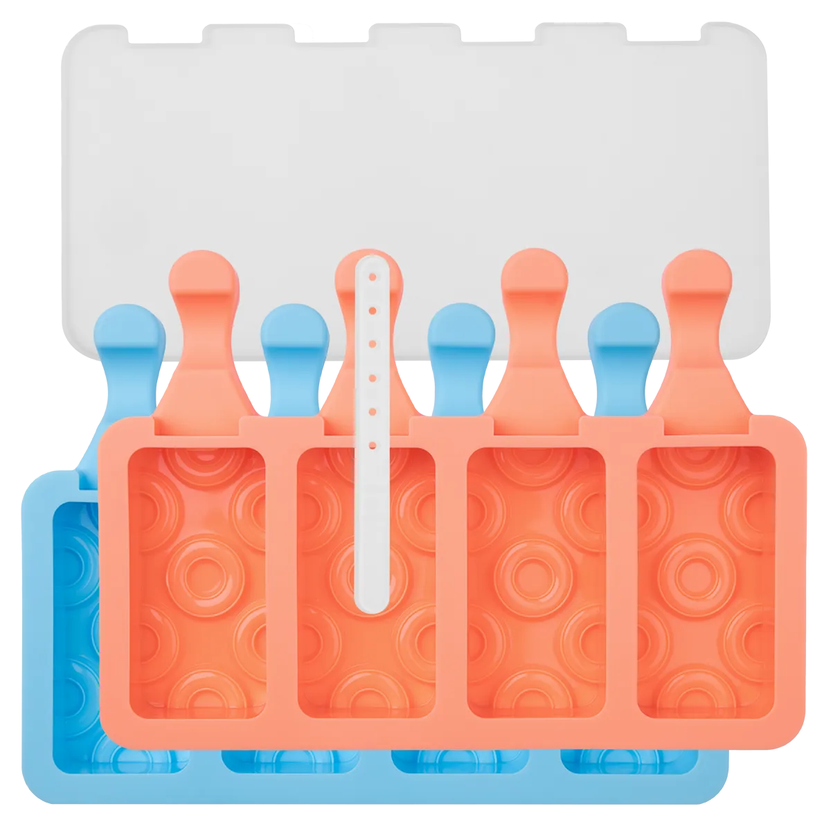 -Lurch- Eisform für Eis am Stiel "Donut", Popsicles Silikon 2er Set mit Deckel wiederverwendbar
