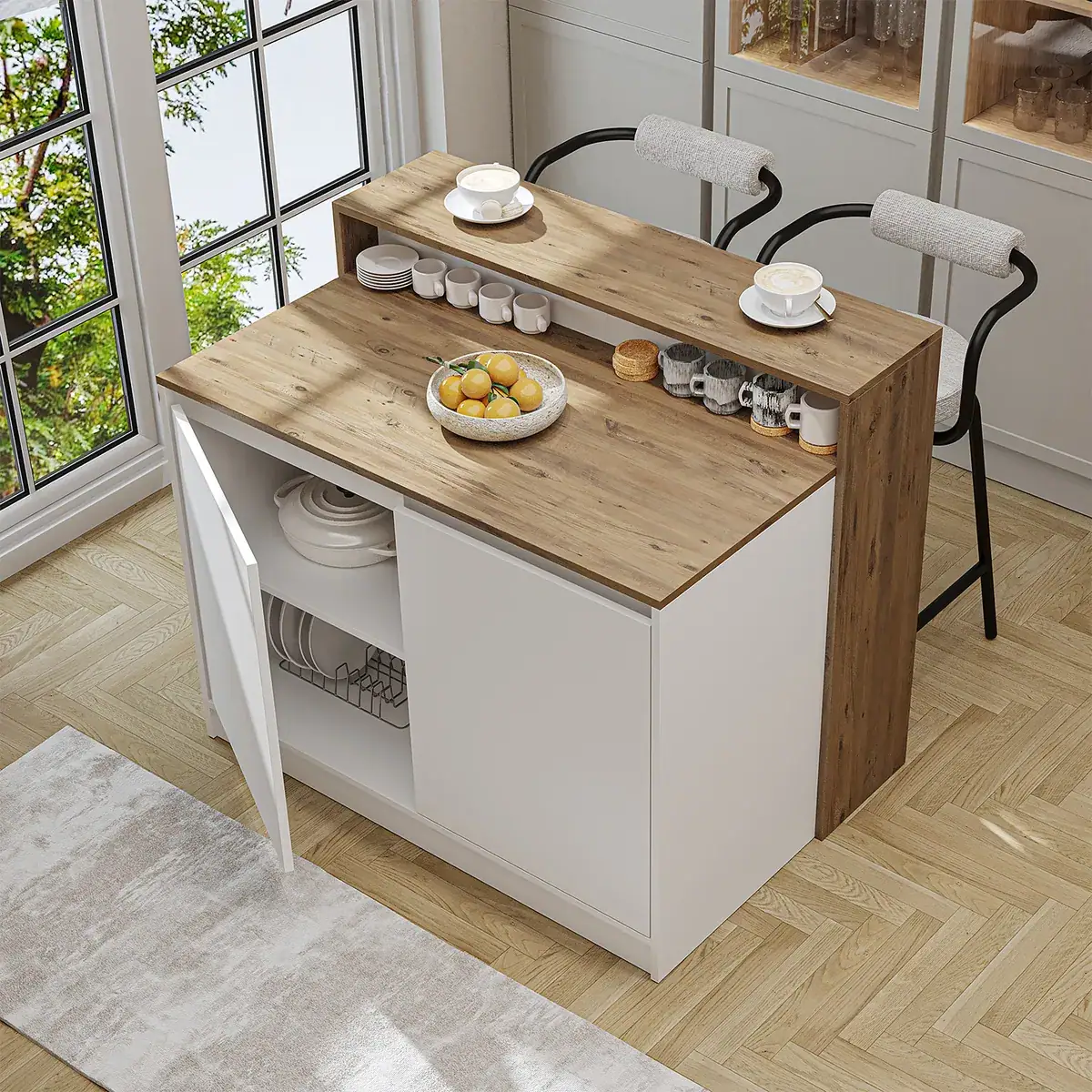 Roomart Kücheninsel CORTADO, 120 cm, moderner Bartisch mit Stauraum, in 4 Farben