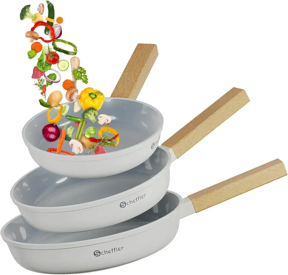 Scheffler 3-teiliges Bratpfannen-Set (20/24/28 cm) – Antihaft-Keramikbeschichtung, Induktionsgeeignet & universell für alle Herdarten