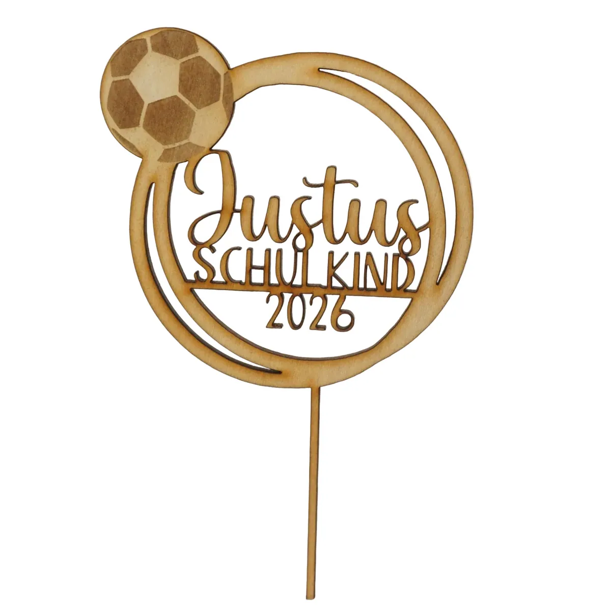 Schulkind NAME mit Fußball – personalisierter Caketopper