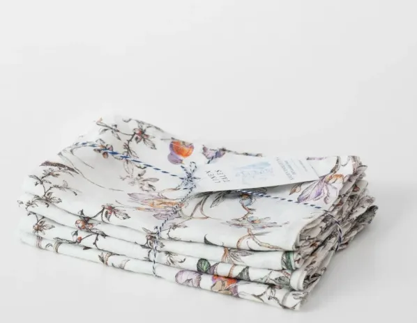 Linen Tales Leinen-Servietten, Zero Waste, 4er-Set, verschiedene Farben und Designs