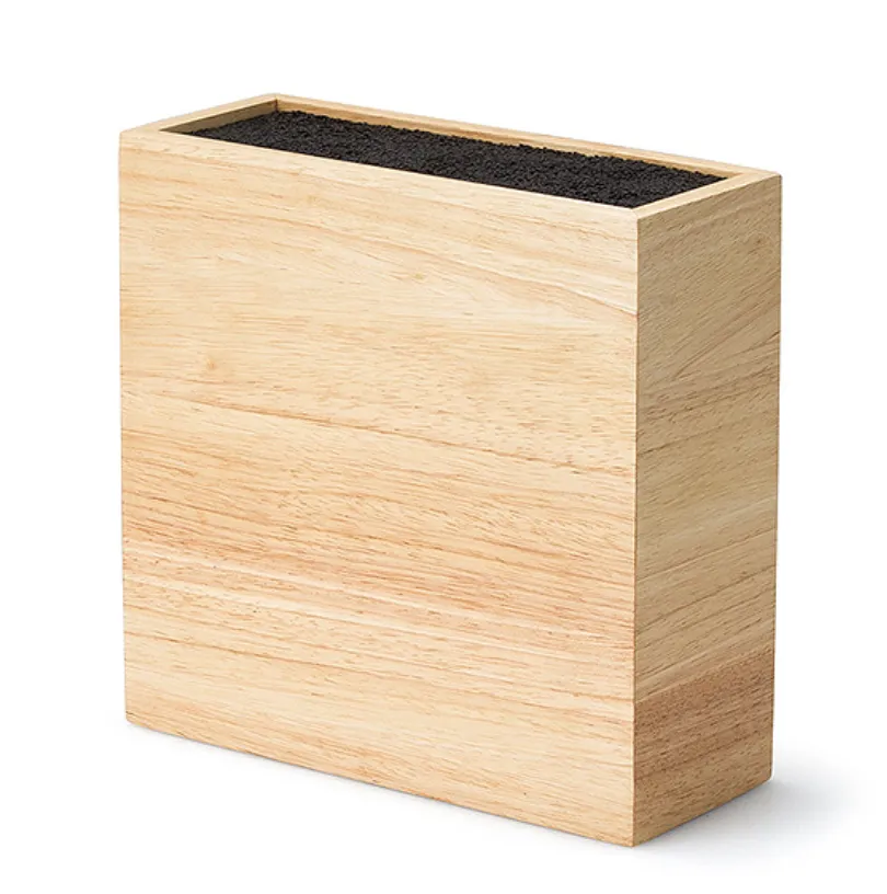 Gerader Messerblock mit flexiblem Einsatz, Gummibaum, 22 x 19 x 22 cm
