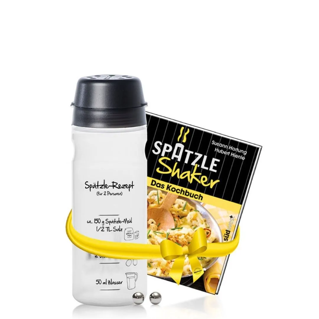 ORIGINAL 2-Portionen-Spätzle-Shaker & Kochbuch-SET in 7 Farben