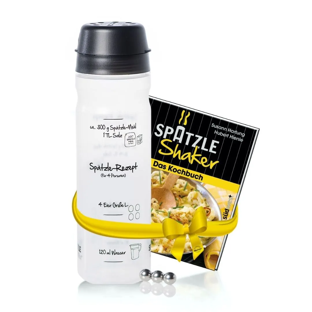 ORIGINAL 4-Portionen-Spätzle-Shaker & Kochbuch-SET in 7 Farben