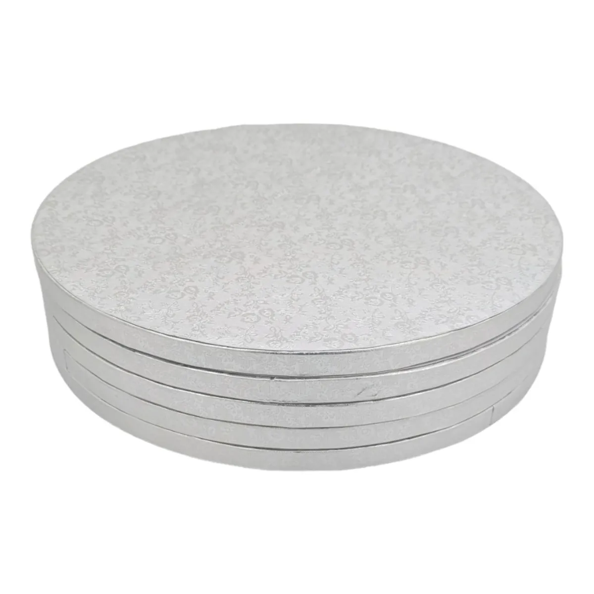5x Cakeboard Rund ⌀35cm Silber