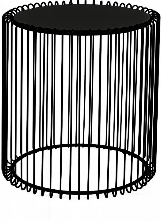 Design Beistelltisch Ø38x44 cm aus Eisen in schwarz mit schwarzer Glasplatte