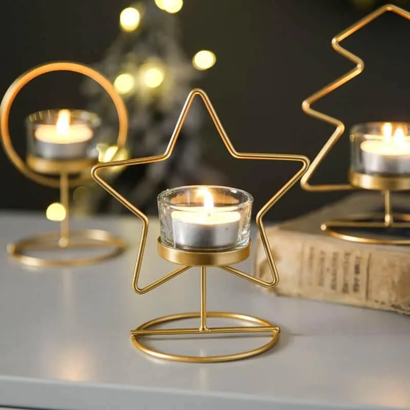Wunderschöner Teelichthalter Gold Weihnachten (in drei Varianten)