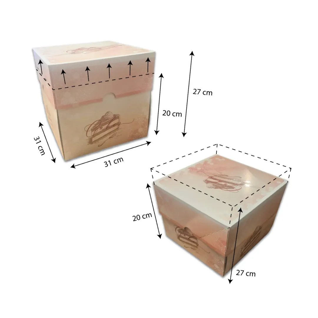5 x Tortenkarton Classic Pro - 31 x 31 x 20/27 cm - höhenverstellbar