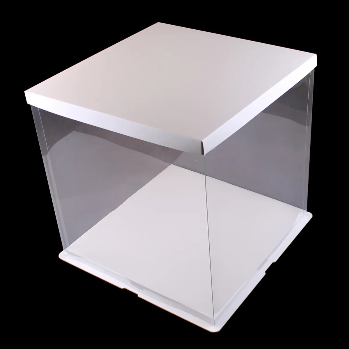 Tortenbox 29,5cm x 29,5cm x 25cm transparent eckig