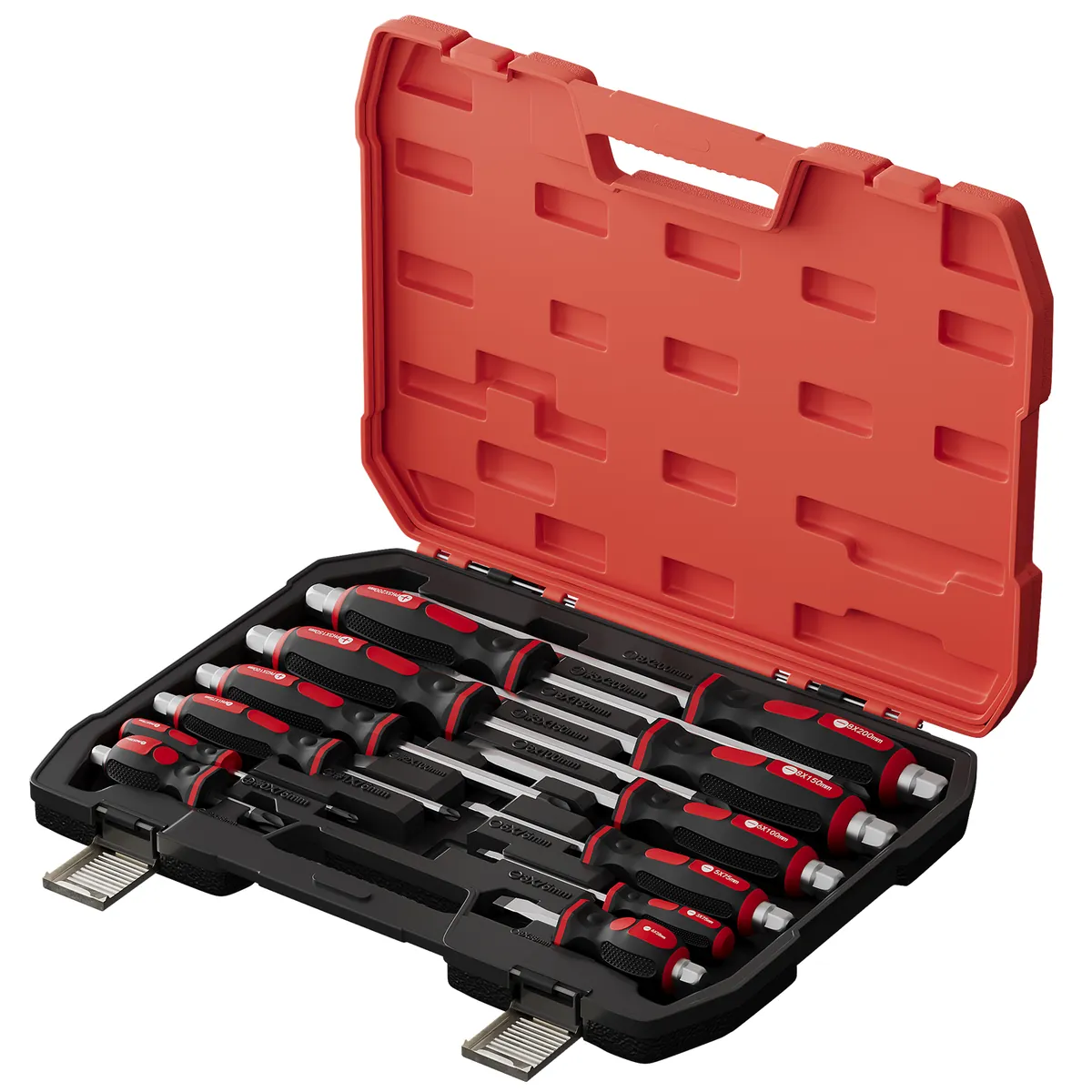 12-teiliges Schraubendreher-Set aus Chrom-Vanadium-Stahl mit Schlagkappe, Sechskantansatz und Transportkoffer