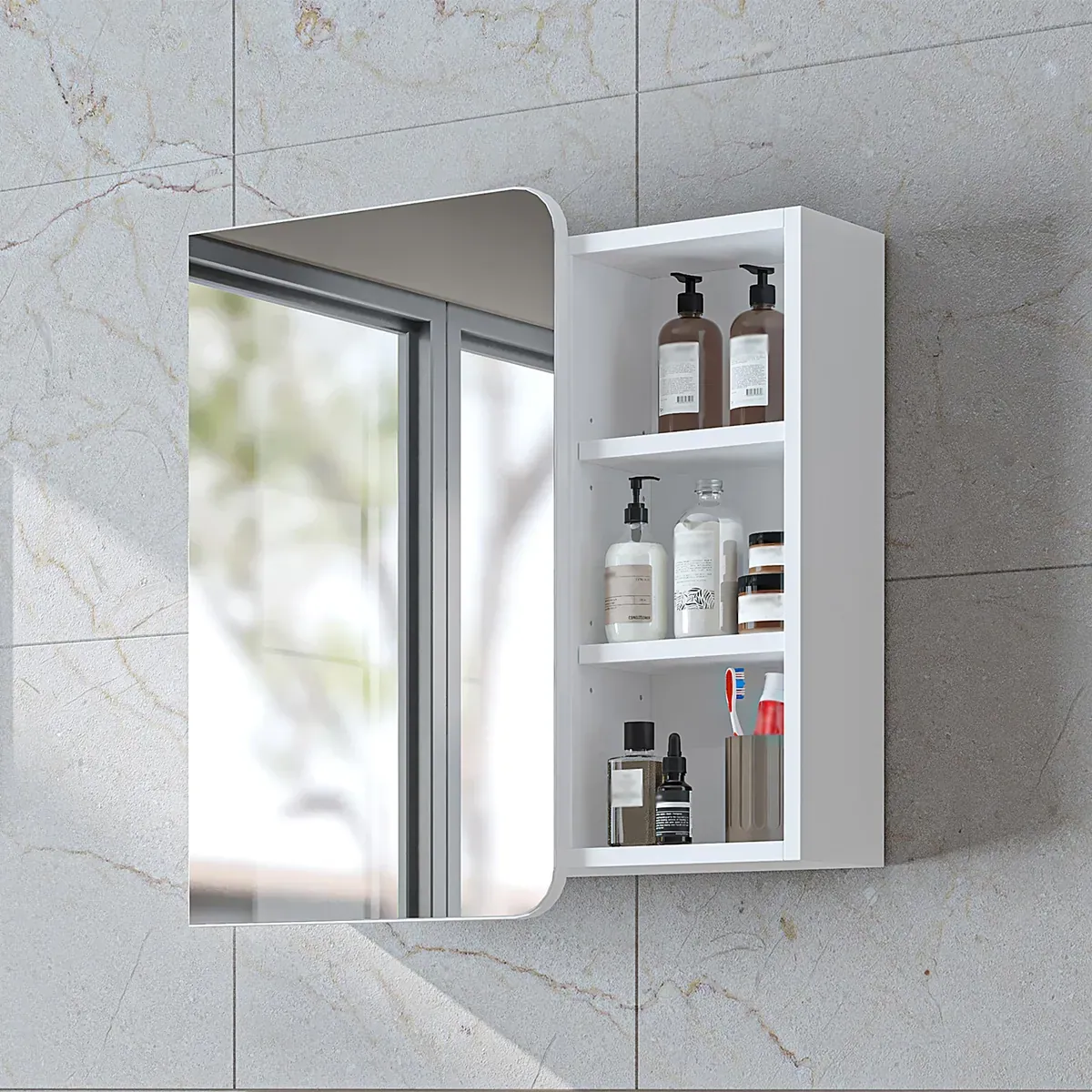 Roomart Bad Spiegelschrank LYCIA, 70 cm, mit Stauraum und offenen Fächern, in 4 Farben
