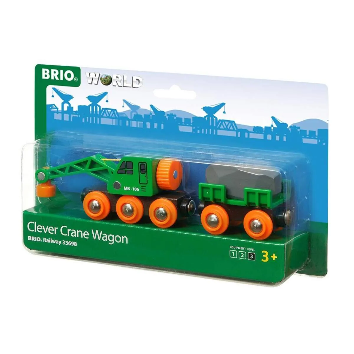 BRIO World Grüner Kranwagen mit Anhänger und Fracht
