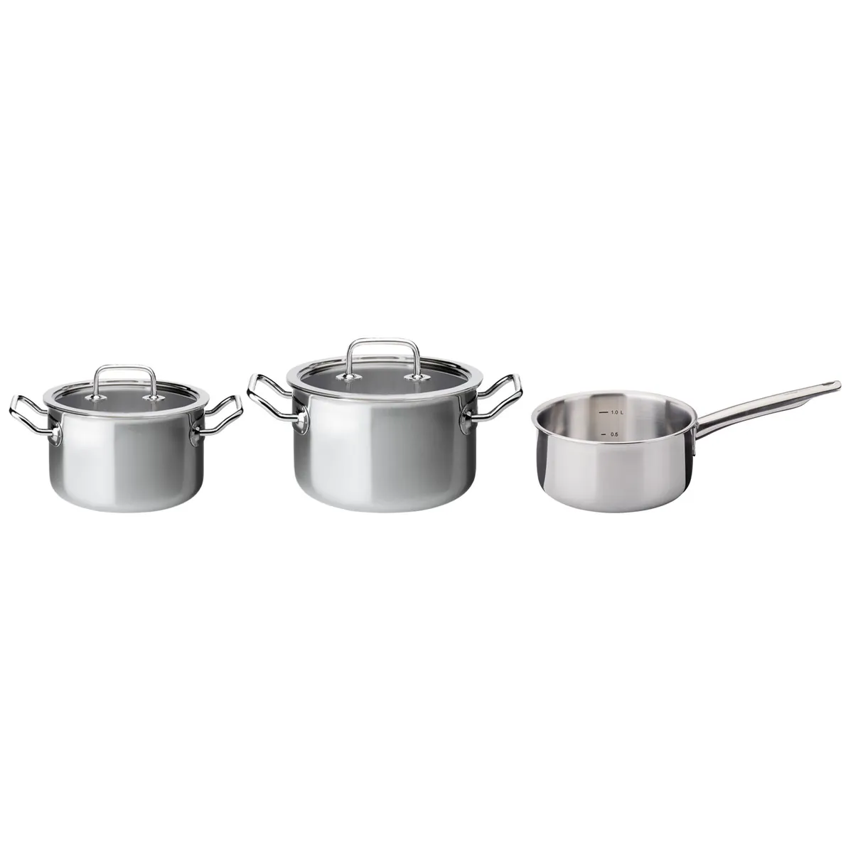 Topf-Set 3-teilig mit Glasdeckel