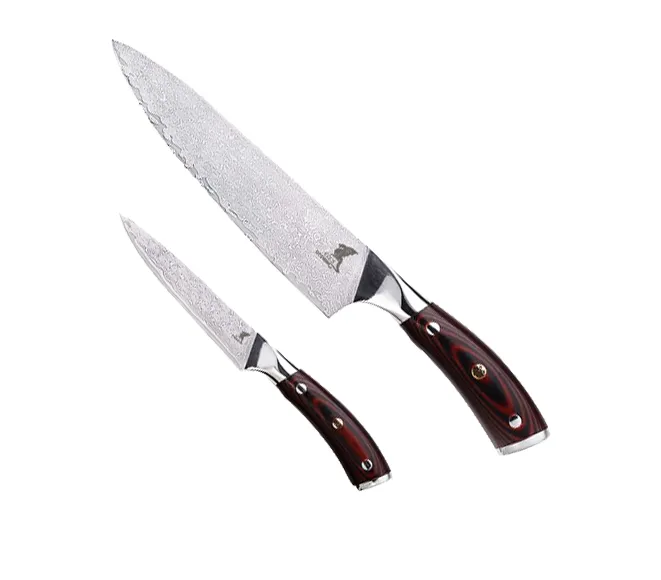 Damascus Santoku Messer (8"/20cm) + Damascus Schälmesser (4"/10cm) | Sternsteiger - Hiroto Kollektion