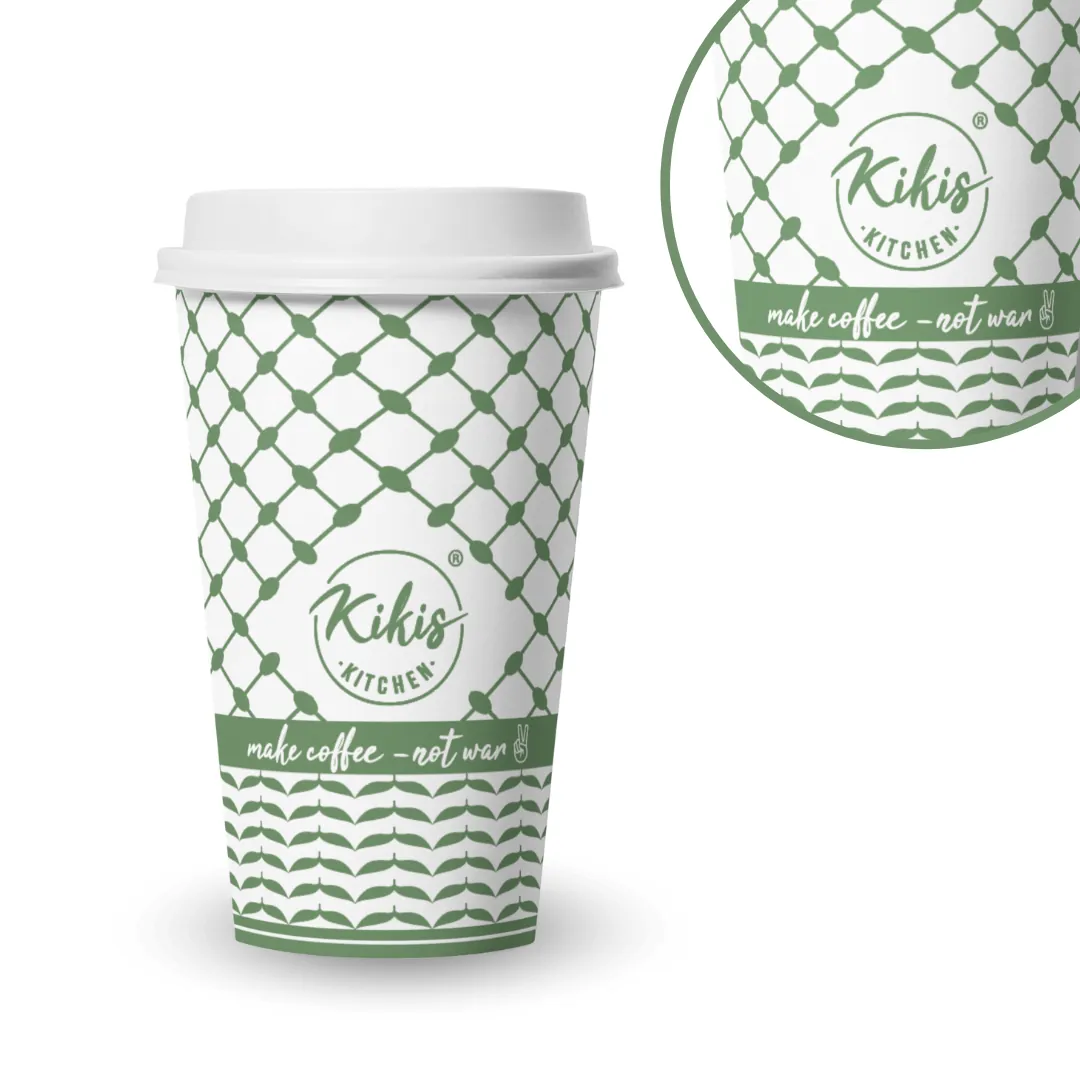 Kikis Coffee To Go Mehrweg Becher - Kufiye grün/weiß