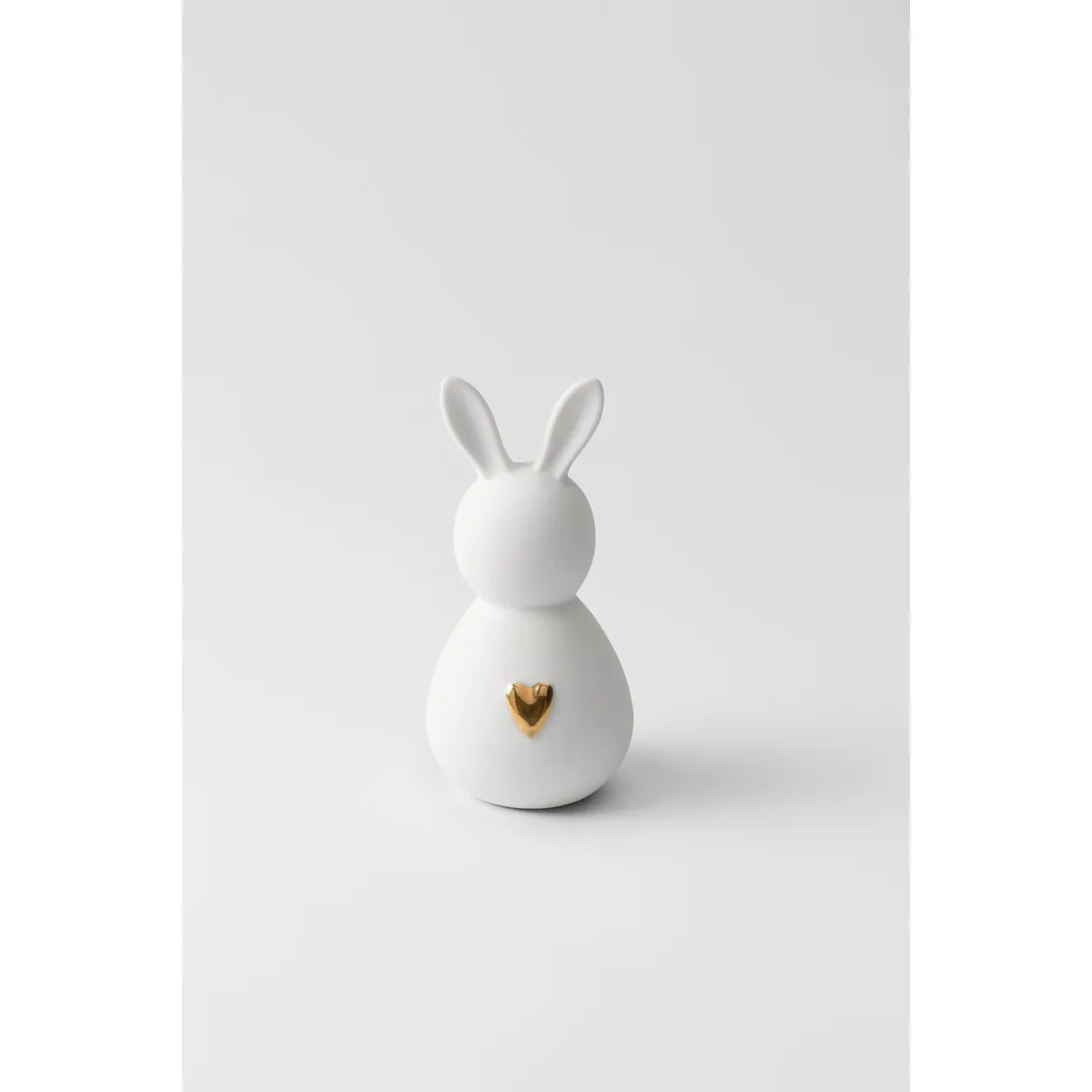 Ostern Porzellanhase klein Herr goldenes Herz D.6/H.13cm