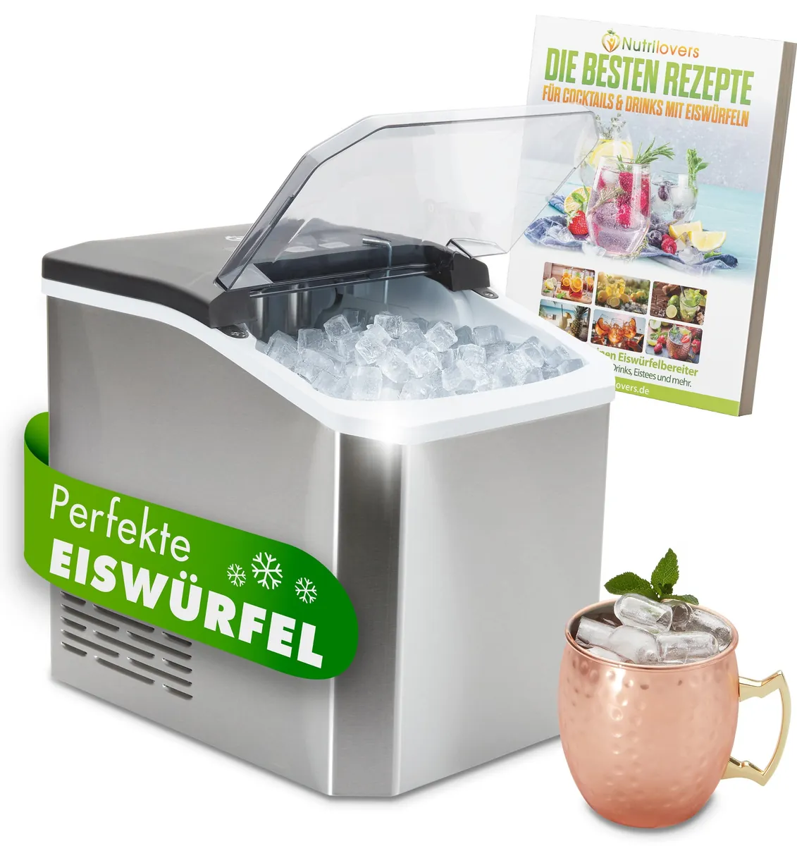 Edelstahl Eiswürfelmaschine NUTRI-ICE MAKER (B)   - Eiswürfelbereiter,