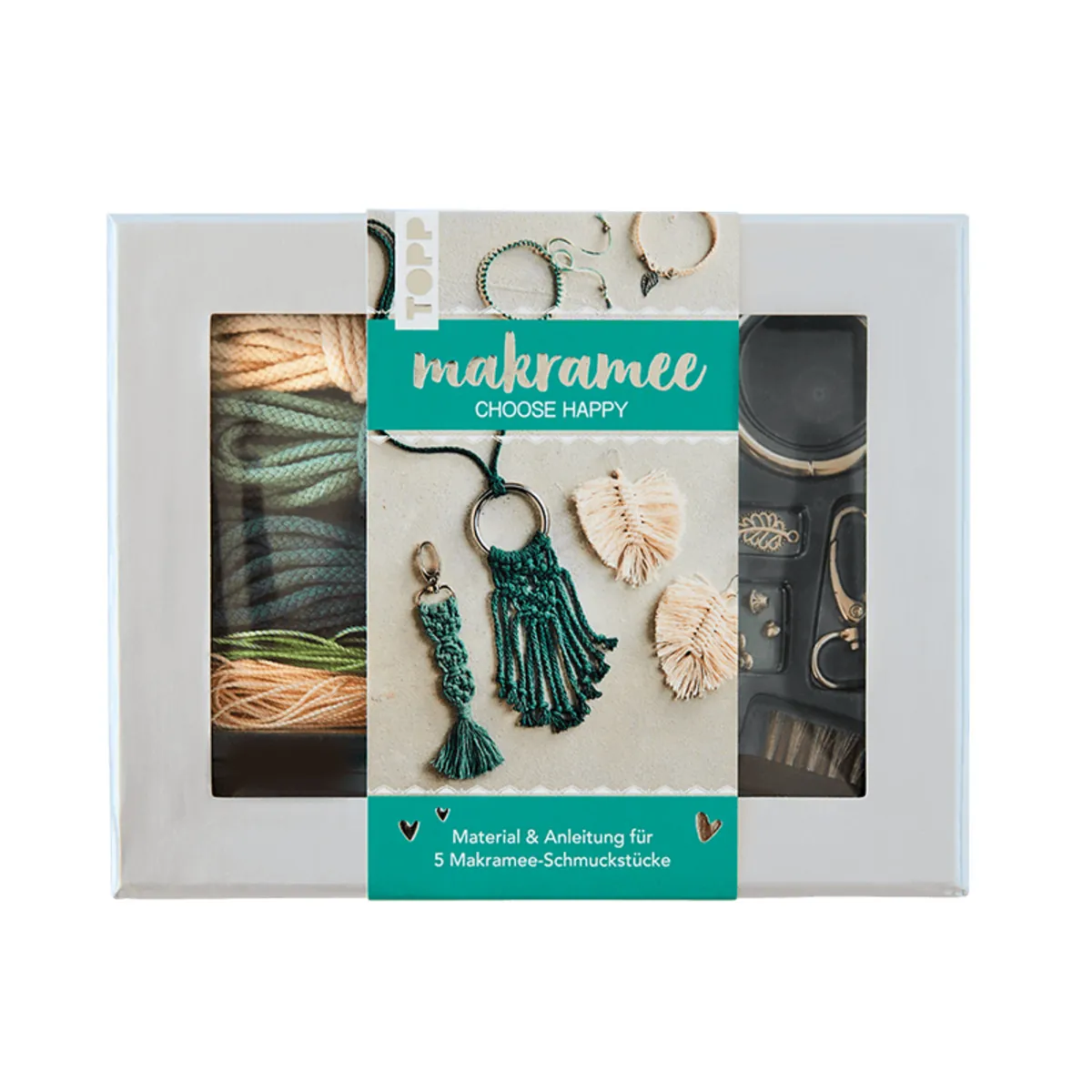 Frechverlag Makramee Schmuckset Choose Happy in Petrol und Natur Josephine Kirsch
