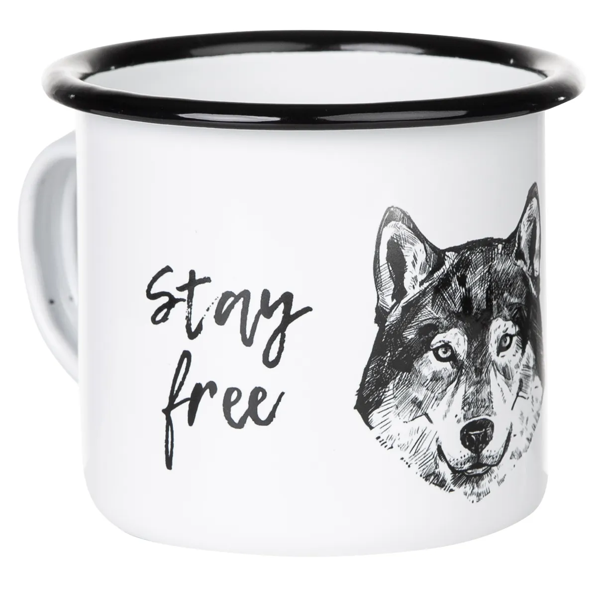 Emaillebecher "STAY WILD - STAY FREE"-Serie mit Motiv