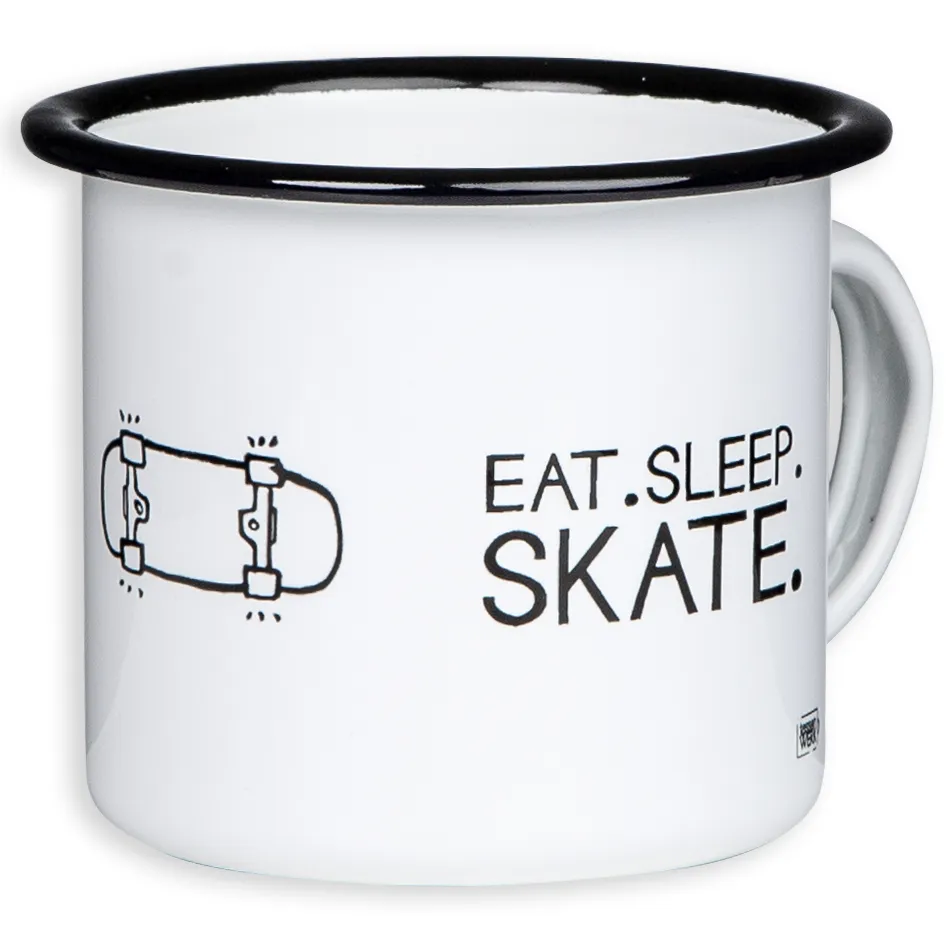 EAT SLEEP SKATE Emaillebecher