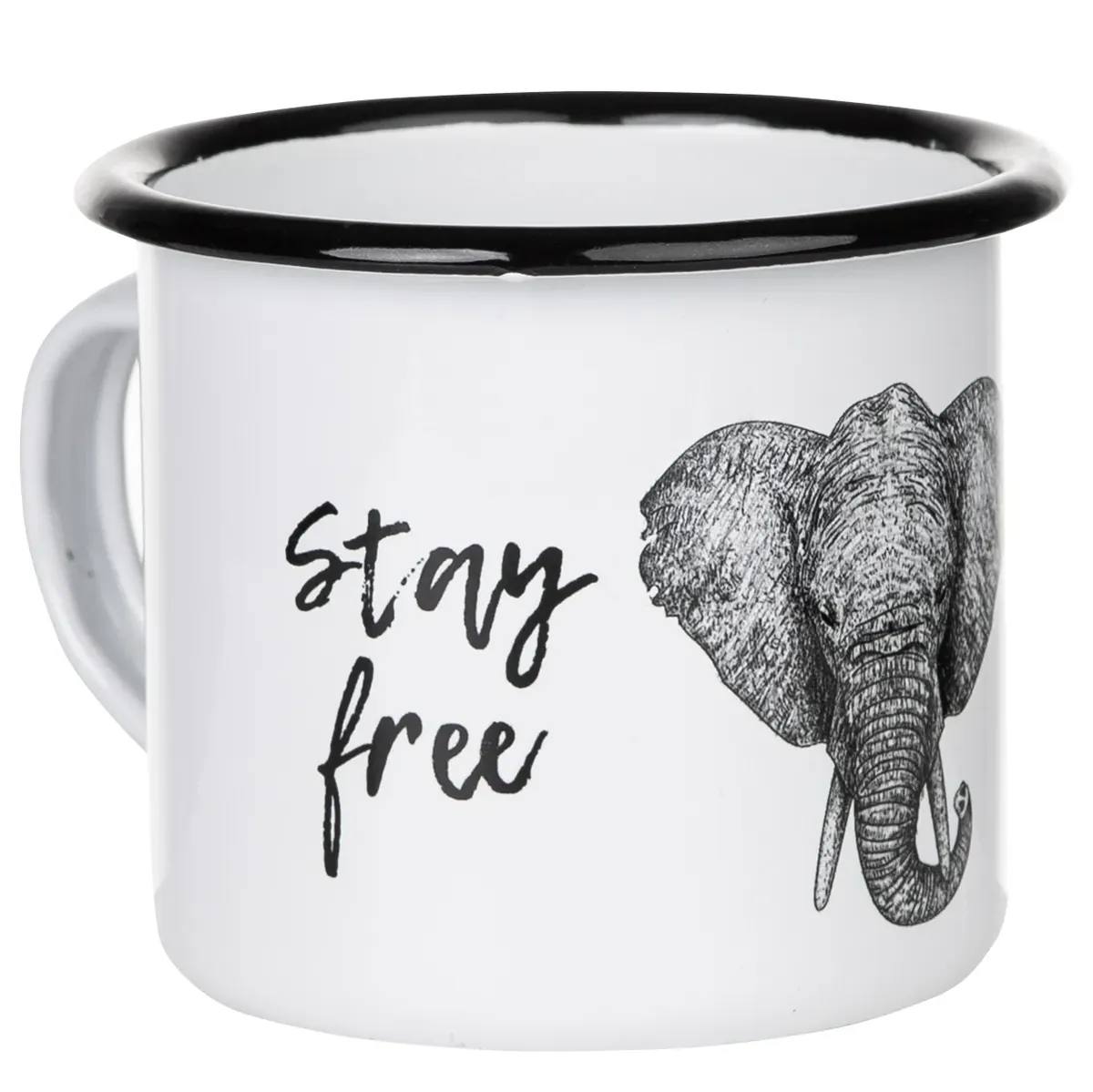 Emaillebecher "STAY WILD - STAY FREE"-Serie mit Motiv