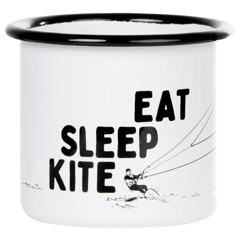EAT SLEEP KITE Emaillebecher